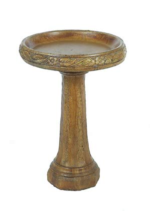 Solid Rock Stoneworks Bountiful Birdbath – 27" Tall Heavy-Duty Concrete Garden Bird Bath, 2-Piece Design, 96 lbs – Weather-Resistant Outdoor Décor- Espresso Stain Color