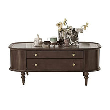 living room table Retro Wood Coffee Table with Temporary Glass Top, Rectangular Living Room Table Centre Table with 2 Drawers and Universal Wheels, Easy Assembly outdoor side table ( Color : Black )