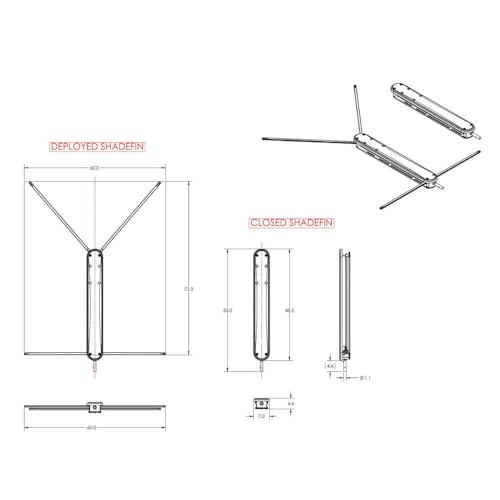TACO Marine T10-3000-3 ShadeFin with Bag and Fixed Rod Holder Mount Kit