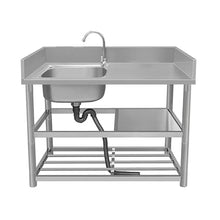 NYTFHMS Stainless Steel 1 Compartment Commercial with Faucet & Strainer - Ideal for Outdoor Grills Restaurants Camping & Gardens - Versatile & Easy to Clean,L1-90x50x80cm