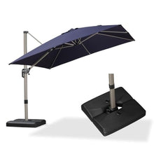 OROTLECT 10' Square Cantilever Aluminum Offset Navy Umbrella with 360° Rotation and Base