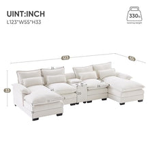 FANYE Multifunctional Modular Sectional Sofa with Storage, Cupholders, USB Ports White 123
