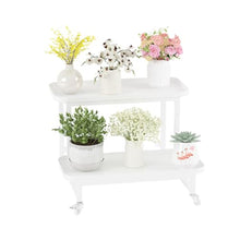 Metal Plant Stand Outdoor Flower Pot Stand 2-Tier Flower Display Rack Cream Style Plants Ladder Frame Multifunctional Home Storage Rack Waterproof Plant Shelf Abrasion Flower Rack For Corner