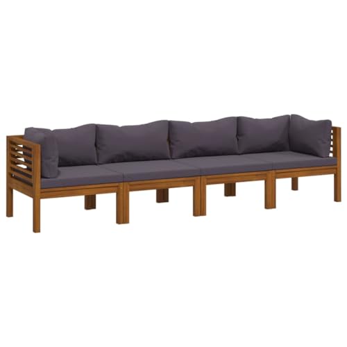 KPOUTRFG 4-Seater Modular Outdoor Sofa Set with Cushions, Acacia Wood Patio Seating Set for Garden and Terrace, 4-Piece Outdoor Lounge Furniture