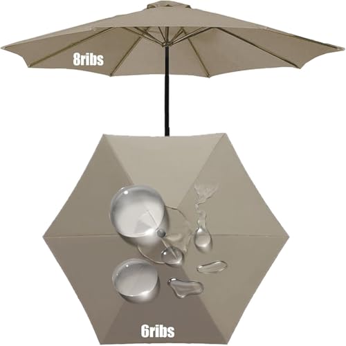 GAZOGJ Replacement Canopy for 8-Rib Outdoor Patio Umbrella - 8.8Ft Parasol Cover Durable Waterproof Fabric Ideal for Garden Deck Or Beach Use - Color 13 /6Ribs,Color5-8.8ft/6ribs