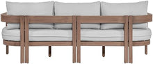 Meridian Furniture 396Grey-S Newport Collection Modern | Contemporary Outdoor Patio Sofa with Acacia Wood, Thermowood Treatment, Cover Included, Water Resistant, 86.75" W x 30.25" D x 33.25" H, Grey