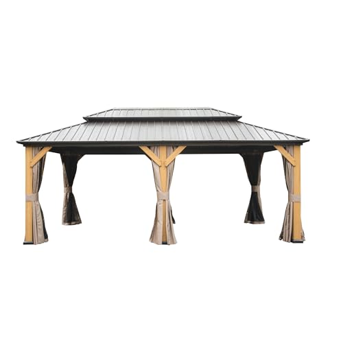 NicBex 12'x20' Hardtop Gazebo Brown