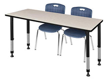 Regency Kee Height Adjustable Classroom Table Set with 18" Andy Chairs Maple/Navy