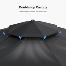 OROTLECT 13 Feet Outdoor Double Top Ronud Deluxe Lighted Cantilever Umbrella With Base,Black