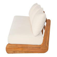 Merax Outdoor Acacia Wood 3-Seater Sofa with All-Weather Cushions