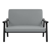 Furniture of America Kikee Faux Leather Cushioned Loveseat Bench in Light Gray