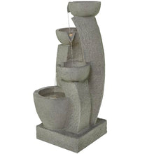 Deco 79 Fiberglass 4 Tier Fountain with LED Light, 20" x 18" x 44", Gray