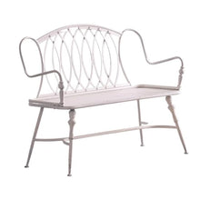 GRFIT Outdoor Bench Vintage Iron Bench, Backrest for Patio, Garden, Cafe, Double Chair, Leisure Chairs for Balcony, White Garden Bench