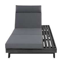 AODSHA Acacia Wood Chaise Lounge with 4'' Four Folds Cushion, Outdoor 79'' Patio Recliner Chair, 4-Position Adjustable Backrest Sun Lounger for Backyard Patio Lawn Garden,Black,Dark Gray