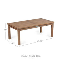 TITAN GREAT OUTDOORS Ash & Ember Grade A Teak 47in Coffee Table, Patio Lounge Tea Table for Deck, Porch, or Backyard Indoor Outdoor Use, Weather Resistant Slatted Outdoor Lounging Patio Furniture