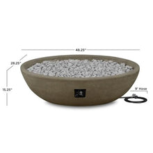 Real Flame Riverside 48" Oval Propane Fire Pit Bowl, Push-Button Ignition, Includes 28" Stainless Steel Burner, Lightweight, 50,000 BTUs, Adjustable Flame Height - Glacier Grey