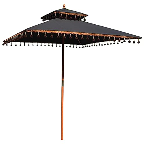 QZQHNYJ Parasol Garden Patio Umbrella Black Square Shade Umbrella with 4 Ribs, Non-Fading Waterproof Market Parasol with Wooden Pole for Water Park Lawn Beach
