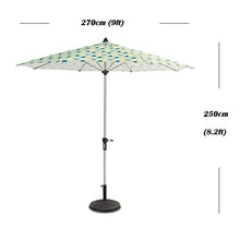 USZWBY 2.7m Garden Parasol with Crank,Umbrella Shades for Outdoors/Beach/Pool/Patio,Leaf Texture Pattern,Without Base