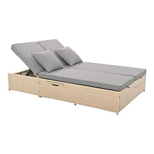WYMCHMSX Double Sunbed, Reclining Chairs,Conversational Set,Wicker, Fabric,5 Positions Adjustable Backrest,Seat, Outdoor,Patio,Backyard, Garden, Porch,for 2 Person,