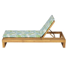 Merax 4-Piece Teak Finish Acacia Wood Chaise Lounge with 1.57-Inch Leaf Coconut 2-Fold Cushion Set, 4-Position Adjustable with Flat Side Surface, for Poolside