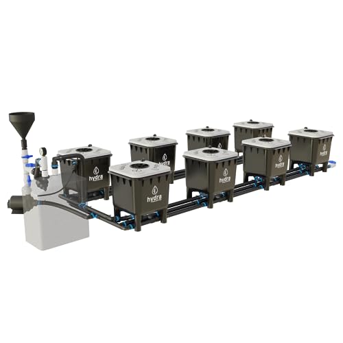 Hydramax Professional Deep Water Culture Systems for Growing Fruits, Veggies, and Medicinal Herbs; Everything You Need to Start Your hydroponic Garden Journey (2 Row - 8 Bucket)