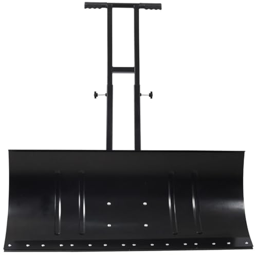 YATON 38.6" Snow Pusher Shovel with Wheels, Heavy Duty Adjustable Snow Plow with 5-Angle Blade & Ergonomic Handle for Driveway Sidewalk Walkway Snow Removal, Black