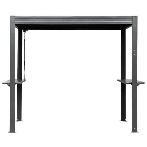 Louvered Grill Pergola with Adjustable Roof and Built-in Gutter, Metal Outdoor Shelter for Patio Backyard Deck