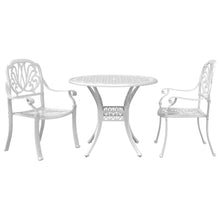 VGLQNRPT 3 Piece Bistro Set White Cast Aluminum Outdoor Patio Furniture with Garden Table and 2 Chairs