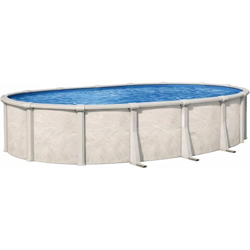 Wilbar Pools 'Forever' 15 ft x 30 ft Oval Above Ground Swimming Pool | 54 Inch Resin Protected Steel Sided Walls | Bundle Includes: 25 Gauge Overlap Liner & Widemouth Skimmer