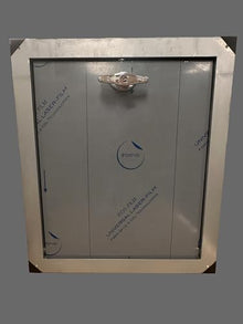Universal Stainless Steel Trash Chute Door - 15 X 18 Fire Rated, UL Certified, Bottom Hinged, Self Closing with Lockable T Handle