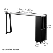 DESALAI Kitchen Industrial High Table with Black Metal Base,Creative Slate top Standing bar Table,Long Breakfast Bar Table with Storage,Modern Square Outdoor Side Table,No stools(Black,120 * 4
