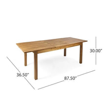 Hassyee Rustic Style Expandable Acacia Wood Dining Table with Slat Paneling Tabletop, Patio Wooden Rectangular Coffee Table for Outdoor Indoor