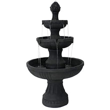 Sunnydaze 43” Flower Blossom 3-Tier Outdoor Water Fountain, Electric, Black