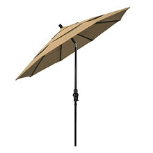 California Umbrella 11' Round Crank Lift, Collar Tilt, Aluminum Pole, Fiberglass Rib Patio Umbrella, Black Finish, Champagne