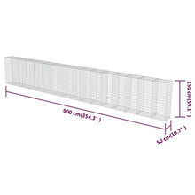 vidaXL Gabion Wall with Covers Galvanized Steel 354"x19.7"x59" Silver