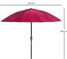RWGOVLU 2.5M Tilting Garden Parasol Umbrella with Crank Handle & Tilt for Outdoor, Outdoor Sun Shade, UV Protective for Outdoor, Garden and Patio, 24 Ribs