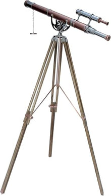Antiqueex Vintage Brass Chrome Finish Telescope Double Barrel Navy Floor Stand