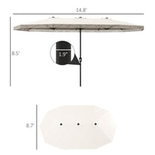 Amgalers 15ft Double-Sided Patio Umbrella with Fringe, Crank Lift, Large Outdoor Shade for Backyard, Pool(Cream White)