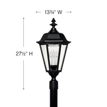 Hinkley Manor House Large Post Top Lantern - Estate Series, Traditional Style, Clear Beveled Glass, Black Finish