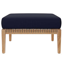 Modway Clearwater Outdoor Patio Teak Wood 4-Piece Sectional Sofa in Gray Navy