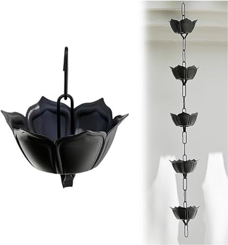 YUSIWOAL Rain Chain for Gutters, Aluminium Outdoor Water Chain Downpipe for Patios, Gardens and Terraces(Style 1,2.5m/8ft)