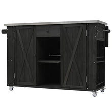 Merax XL Outdoor Table with Stainless Steel Top for Kitchen Prep and Storage Cabinet for Grilling Accessories, Outdoor Kitchen Island Grill Cart with Towel and Spice Racks & a Bottle Opener, Black