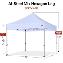 ABCCANOPY Aluminum Steel Hex Leg Tent 600D Commercial Canopy 10x10 White