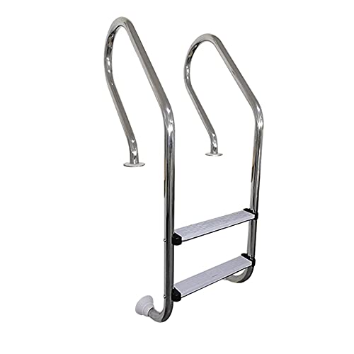 Swimming Pool Escalator 304 Stainless Steel Swimming Pool Ladder Equipment with 2 Layers of Non-Slip Ladder Suitable for Indoor and Outdoor no Need to embed/Silver / 57cm (Silver 57cm)
