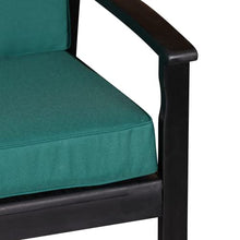 Kaimei Eucalyptus Loveseat with Cushions, Finish, Plush Dark Green Cushions - Spacious Outdoor Seating for Patio, Deck, or Backyard