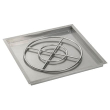 American Fireglass SS-SQPKIT-N-36 Natural Gas 36" Square Stainless Steel Drop-in Pan with Spark Ignition Kit (18" Fire Pit Ring)