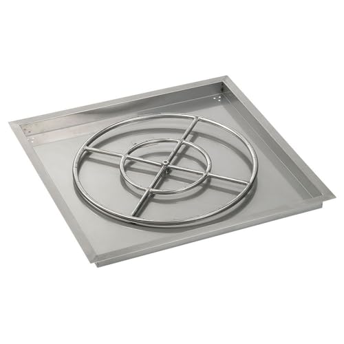 American Fire Glass Spark Ignition Fire Pit Kit (SS-SQPKIT-N-36H), Square Bowl Pan, Natural Gas, 36-Inch Pan/24-Inch Burner