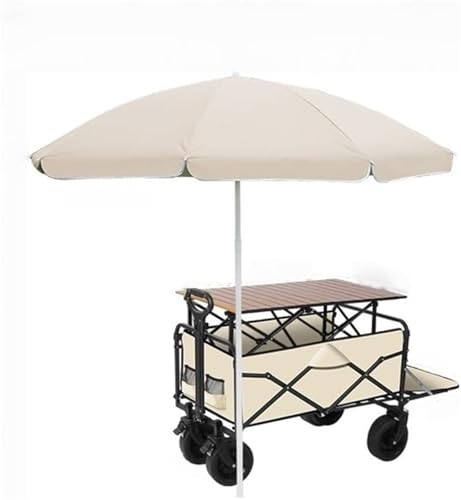Big Vendor Cart for Outdoor Event – Portable Mobile Food Cart, Heavy Duty Folding Utility Grocery Wagon, for Commercial Street, Beaches, Festivals, Farmers Market(Beige,35.4x39.3in)