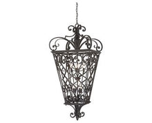 Quoizel Fort Quinn Outdoor Pendant Lighting 31 Inch 8-Light Marcado Black Chandelier
