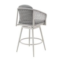HomeRoots 40" Light Gray Metal Swivel Outdoor Counter Height Bar Chair with Footrest Grey